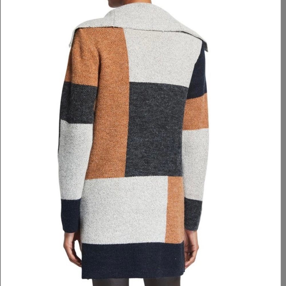 Max Studio Colorblock Patchwork Long Open Cardigan - Picture 2 of 8